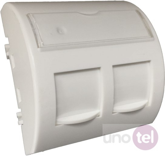 Adapter 45x45 2xRJ45 z klapkami przeciwkurzowymi (wypukły zaokrąglony) OS100 Adapter 45x45 2xRJ45 z klapkami przeciwkurzowymi (wypukły zaokrąglony) OS100