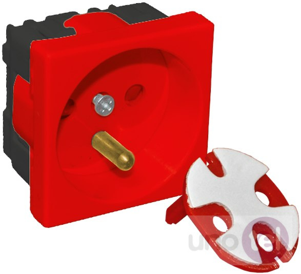 Gniazdo elektryczne 45x45 z kluczem, czerwone - 2P+Z PZ01