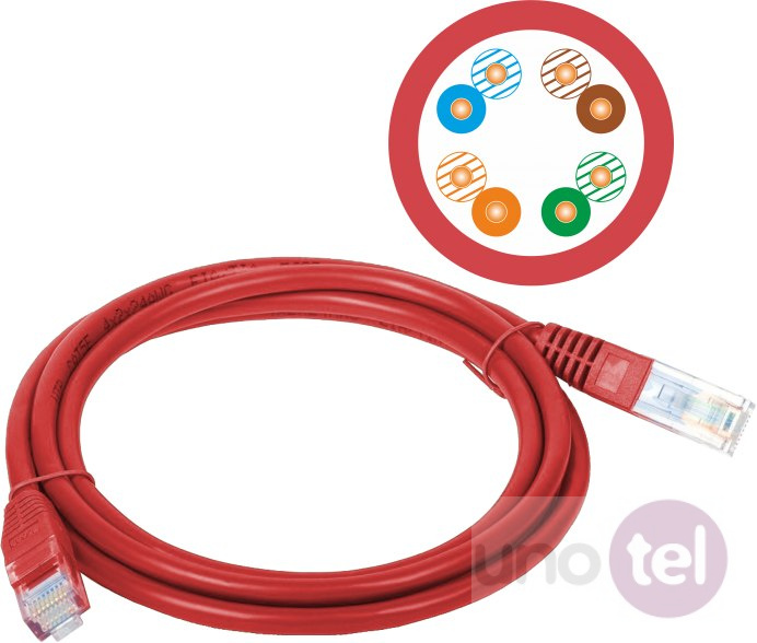 Patchcord UTP kat.5e PVC 5.0m czerwony ALANTEC Patchcord UTP kat.5e PVC 5.0m czerwony ALANTEC