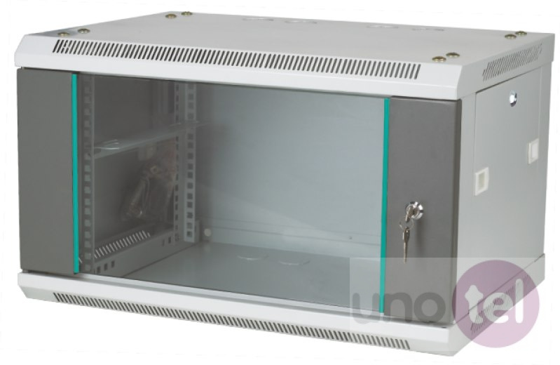 Szafa wisząca rack 6U 600x450 szara drzwi szklane Q-LANTEC