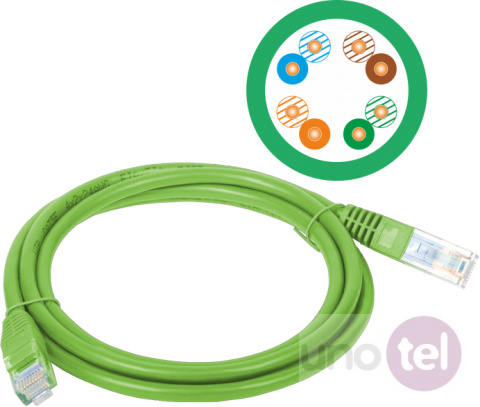 Patchcord UTP kat.5e PVC 0,25m zielony ALANTEC KKU5ZIE0.25