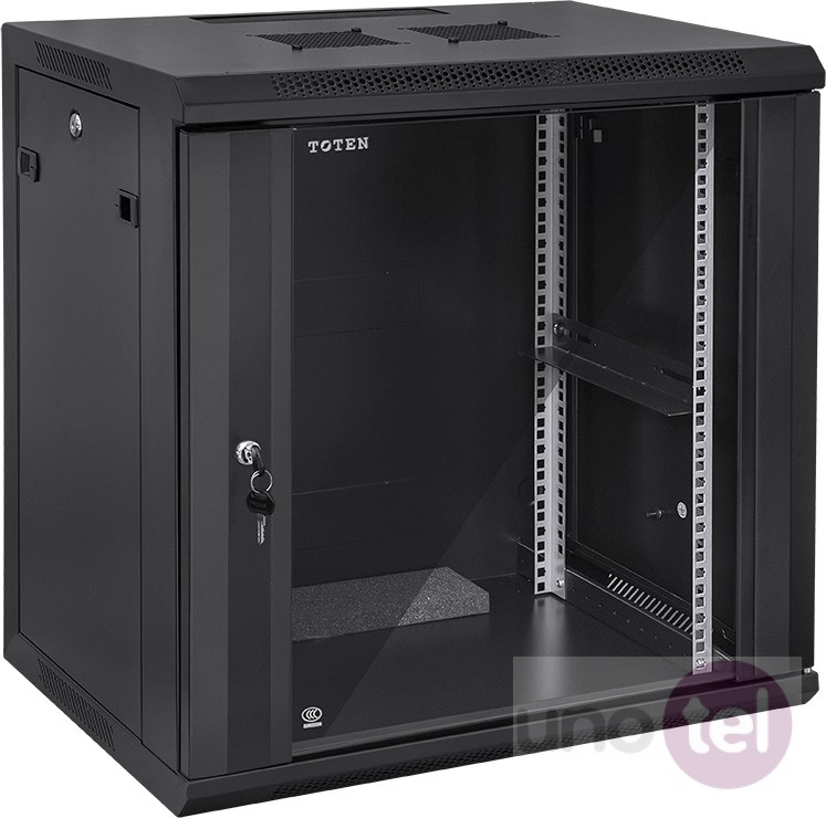 Szafa wisząca 12u 600x450 czarna szklane drzwi Toten Szafa wisząca 12u 600x450 czarna szklane drzwi Toten
