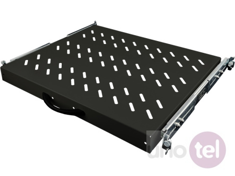 Pull-out shelf 19'' 1U depth 370mm, black color, 4 fixing points Pull-out shelf 19'' 1U depth 370mm, black color, 4 fixing points