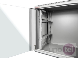 Szafa wisząca rack 19'' 12U 600x450 szara drzwi szklane Q-LANTEC SW-12U-600-450-N-DSJ-OP-RP-B-S