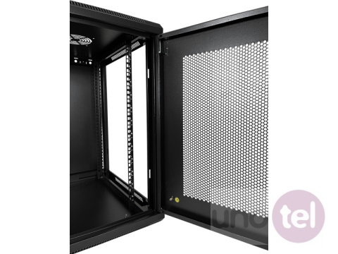 Wall-mounted cabinet 19'' 12U 600x600, non-separated, single-wing perforated door, full cover back, keyed side covers