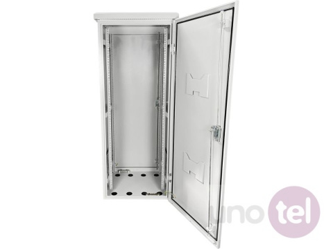 Zewnętrzna szafa stojąca rack IP55 19'' 32U 600x600 drzwi metalowe, kolor szary SZ-32U-600-600-01-S