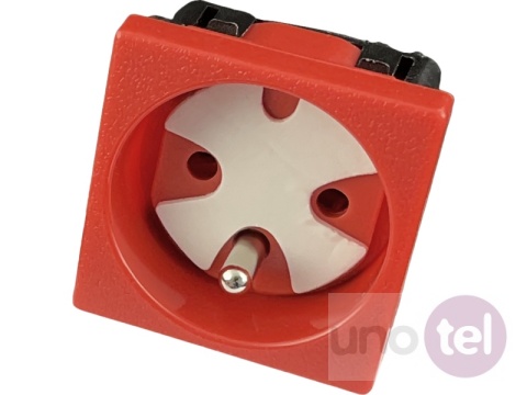 Gniazdo elektryczne 45x45 z kluczem, czerwone - 2P+Z PZ01