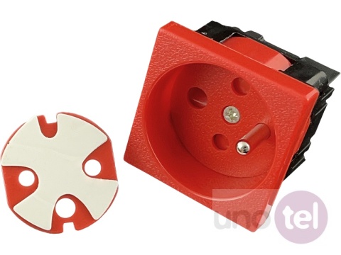 Gniazdo elektryczne 45x45 z kluczem, czerwone - 2P+Z PZ01
