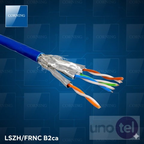Kabel kat.6A S/FTP 4x2x23AWG LSZH/FRNC B2ca niebieski 1000m - CORNING
