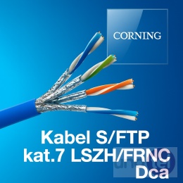 Kabel kat.7 S/FTP 4x2x23AWG LSZH/FRNC Dca niebieski  1000m - CORNING