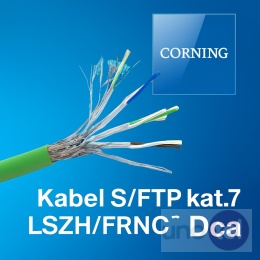 Kabel kat.7 S/FTP 4x2x23AWG LSZH/FRNC Dca zielony 500m - CORNING UU008185165