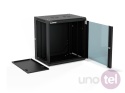 Szafa wisząca 19'' 12U 600x450, drzwi szklane, tył osłona pełna demontowalna, czarna, Flat Pack