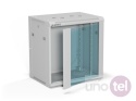 Szafa wisząca 19'' 12U 600x450, drzwi szklane, tył osłona pełna demontowalna, szara, Flat Pack SW-12U-600-450-01-SF
