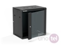 Szafa wisząca 19'' 12U 600x450, złożona, drzwi szklane, tył osłona pełna demontowalna, czarna SW-12U-600-450-01-CA