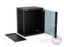 Szafa wisząca 19'' 15U 600x450, drzwi szklane, tył osłona pełna demontowalna, czarna, Flat Pack SW-15U-600-450-01-CF