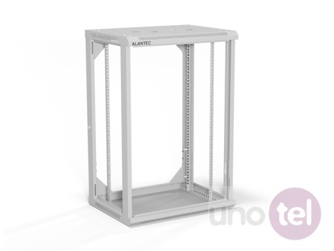 Szafa wisząca 19'' 18U 600x450, drzwi szklane, tył osłona pełna demontowalna, szara, Flat Pack SW-18U-600-450-01-SF