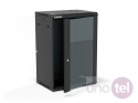Szafa wisząca 19'' 18U 600x450, złożona, drzwi szklane, tył osłona pełna demontowalna, czarna SW-18U-600-450-01-CA