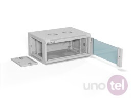 Szafa wisząca 19'' 4U 600x450, drzwi szklane, tył osłona pełna demontowalna, szara, Flat Pack SW-4U-600-450-01-SF