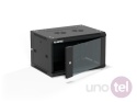 Szafa wisząca 19'' 6U 600x450, drzwi szklane, tył osłona pełna demontowalna, czarna, Flat Pack SW-6U-600-450-01-CF