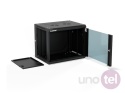 Szafa wisząca 19'' 9U 600x450, drzwi szklane, tył osłona pełna demontowalna, czarna, Flat Pack SW-9U-600-450-01-CF