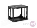 Szafa wisząca 19'' 9U 600x450, drzwi szklane, tył osłona pełna demontowalna, czarna, Flat Pack SW-9U-600-450-01-CF