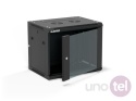 Szafa wisząca 19'' 9U 600x450, drzwi szklane, tył osłona pełna demontowalna, czarna, Flat Pack SW-9U-600-450-01-CF
