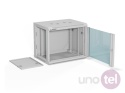 Szafa wisząca 19'' 9U 600x450, złożona, drzwi szklane, tył osłona pełna demontowalna, szara SW-9U-600-450-01-SA