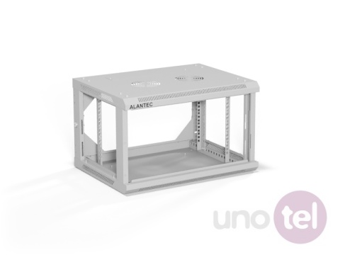 Szafa wisząca rack 19'' 6U 600x450 ALANTEC – szara, drzwi szklane, wersja złożona SW-6U-600-450-01-SA